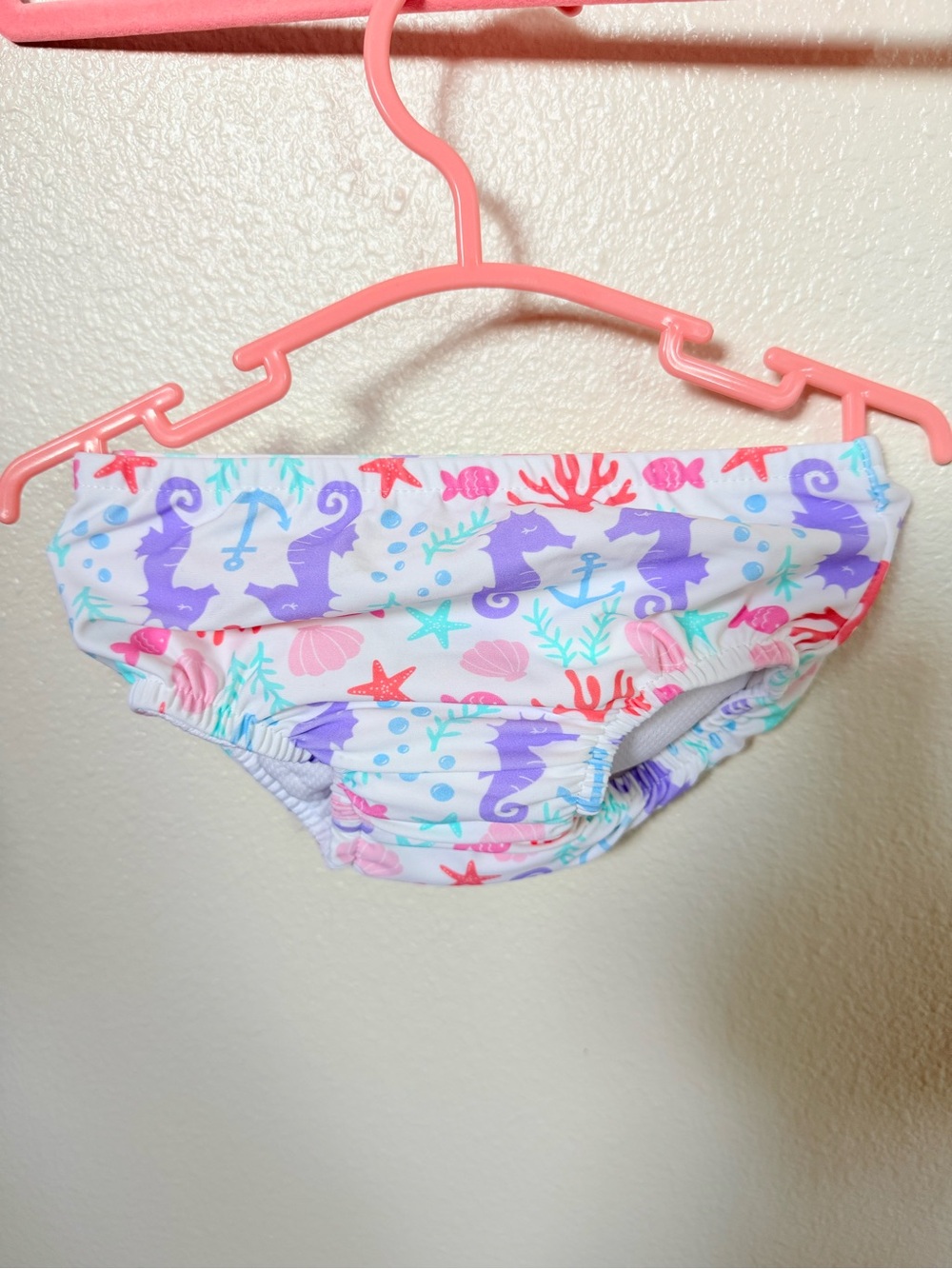 Hudson Baby Purple Seahorse & Pink Coral Girls Swim Bottom